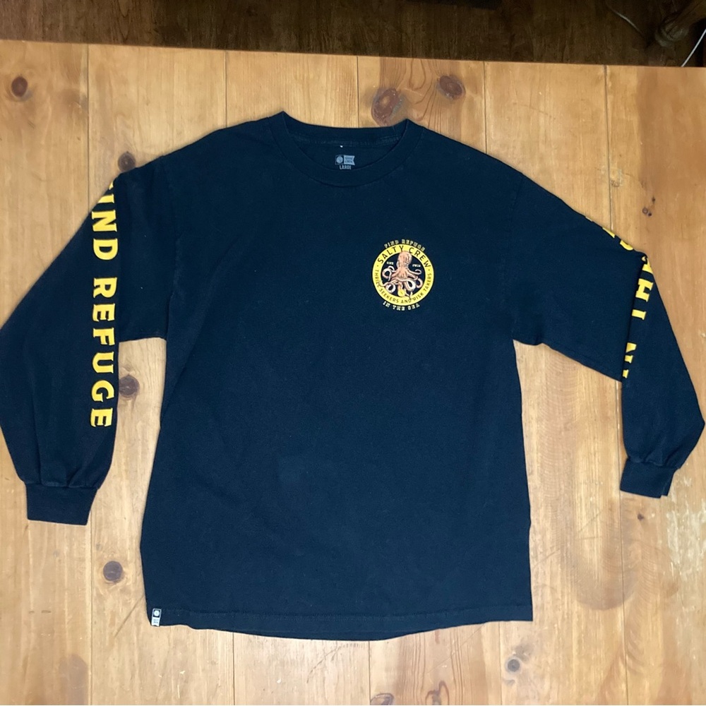 Salty Crew Black and Yellow Long Sleeve Shirt, size Large